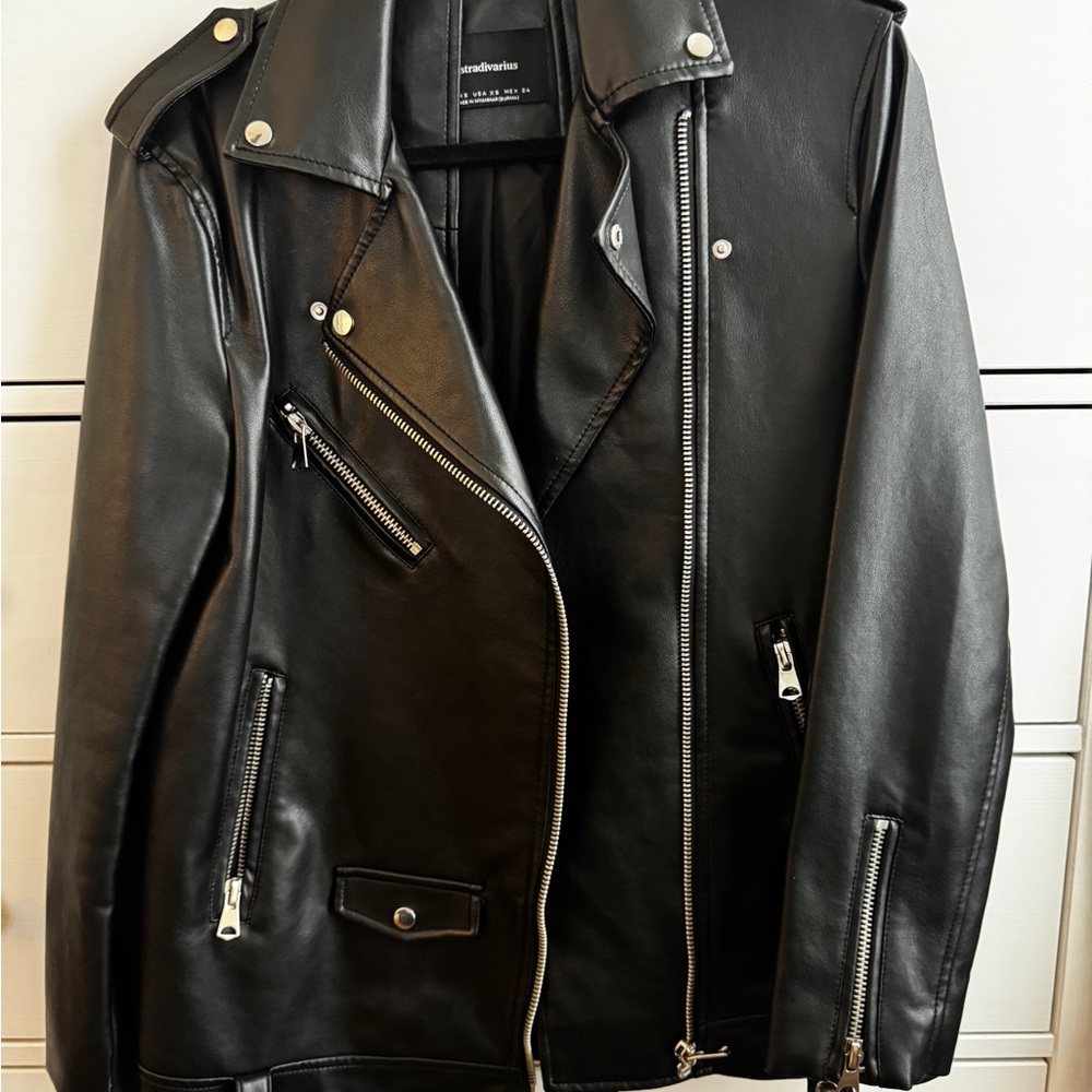 Black Leather Jacket - Oversized - image 1